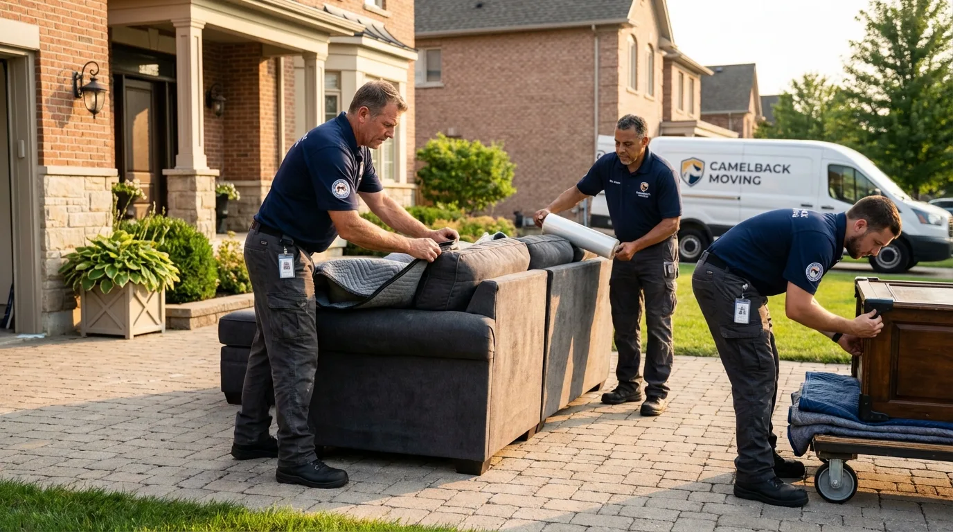 Large estate moving crew wrapping furniture in Mayer, MN